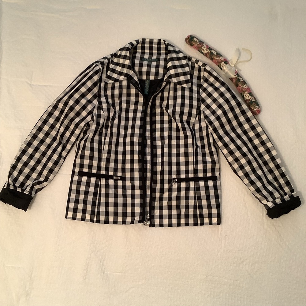 Ralph Lauren Black&White Plaid Check Windbreaker Jacket Size XL - Picture 3 of 9